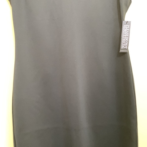 New York & Company | NWT Black Flutter Cap Sleeve Split V-Neck Sheath Dress MP - Picture 5 of 17